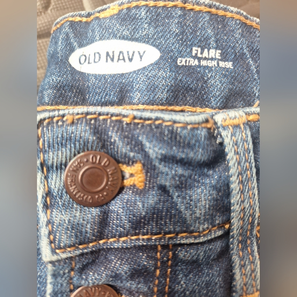 Old Navy Blue Flare Wide Leg Jeans - Picture 7 of 8